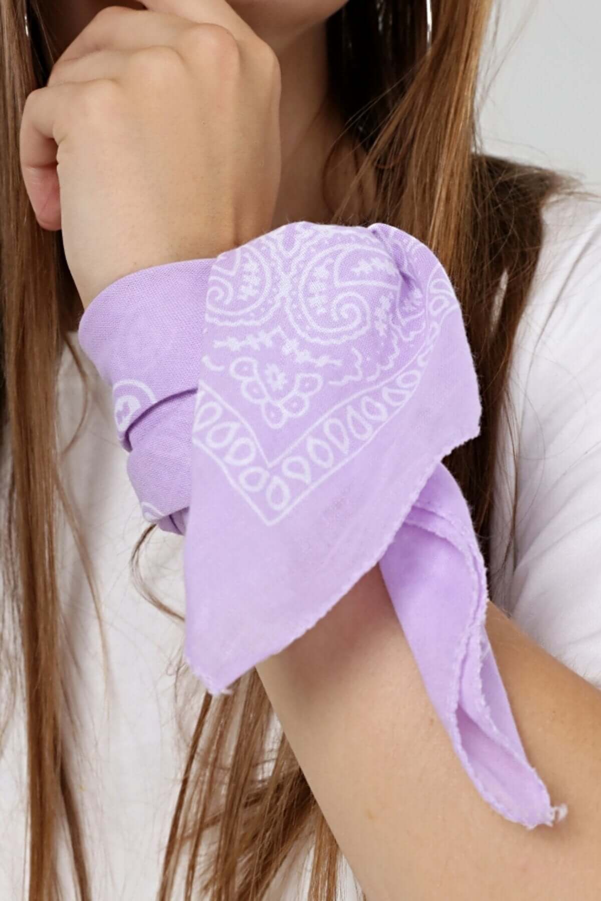 Bandana Etnik Desenli Bisiklet & Motosiklet Etkinlik Gezi Eğlence Pamuklu Lila - Indirimsepeti