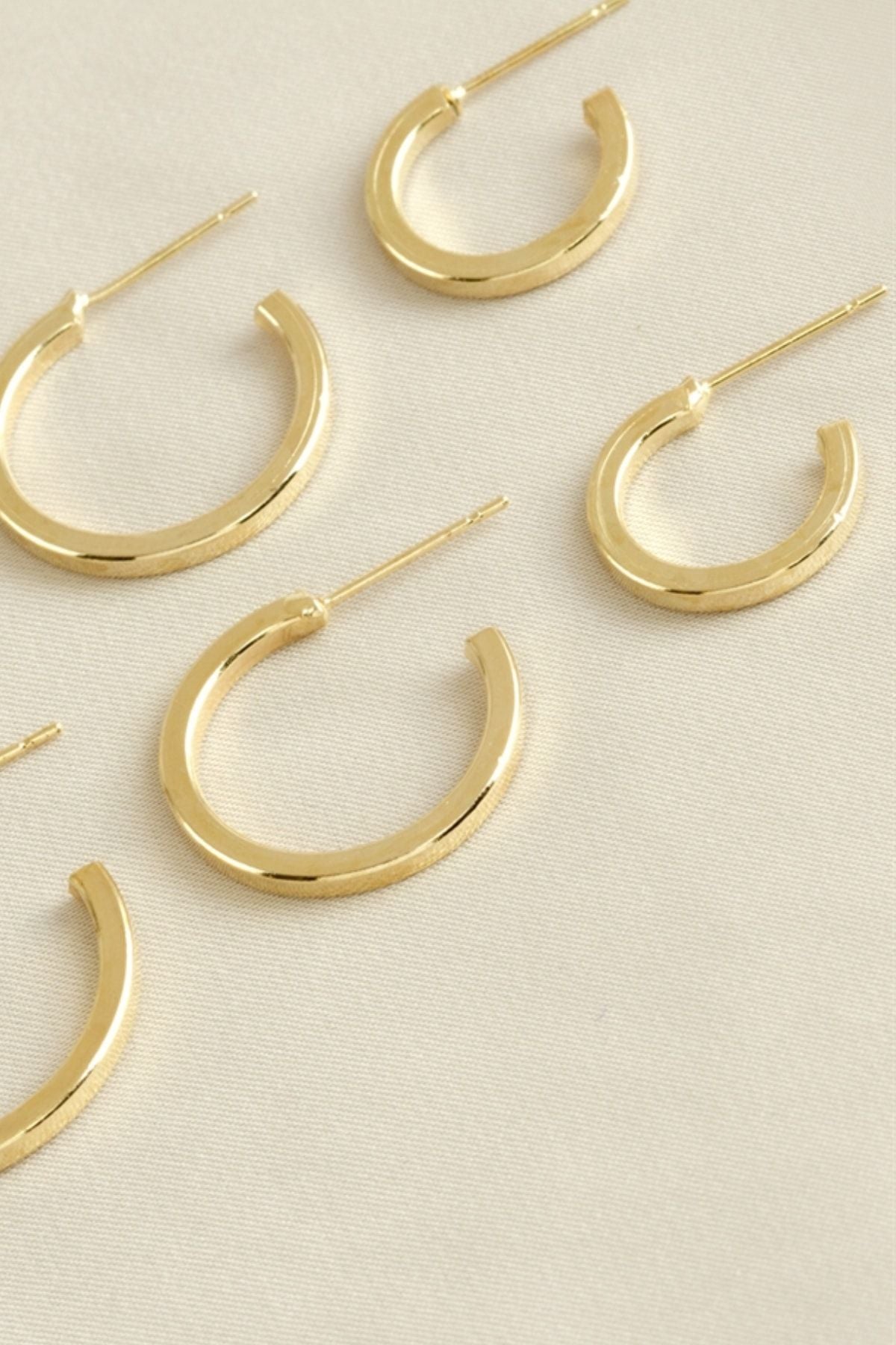 6'lı Altın Gold Renk Halka Kombin Küpe Set Köşeli - Indirimsepeti