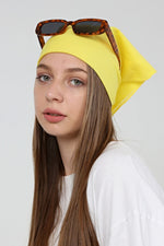 Sarı Pamuklu Bandana Desensiz Düz Sarı Renk Saç Aksesuar Fular - Indirimsepeti
