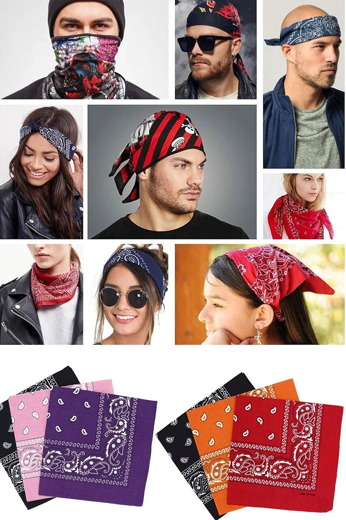 Bandana Etnik Desenli Bisiklet & Motosiklet Etkinlik Gezi Eğlence Pamuklu Yeşil - Indirimsepeti