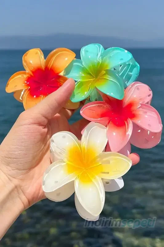 4'lü Rengarenk Lotus Çiçeği Mandal Toka - Indirimsepeti