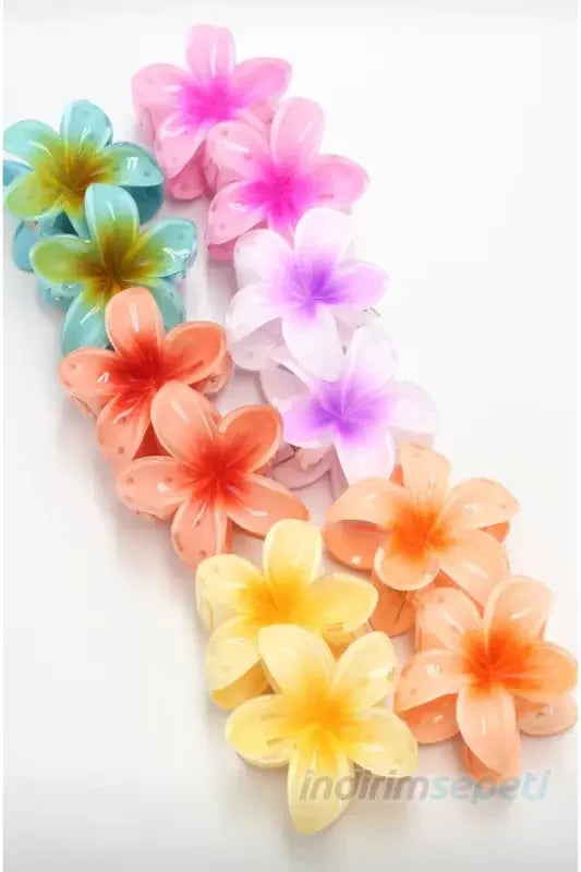 4'lü Rengarenk Lotus Çiçeği Mandal Toka - Indirimsepeti