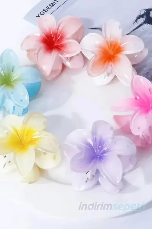 4'lü Rengarenk Lotus Çiçeği Mandal Toka - Indirimsepeti