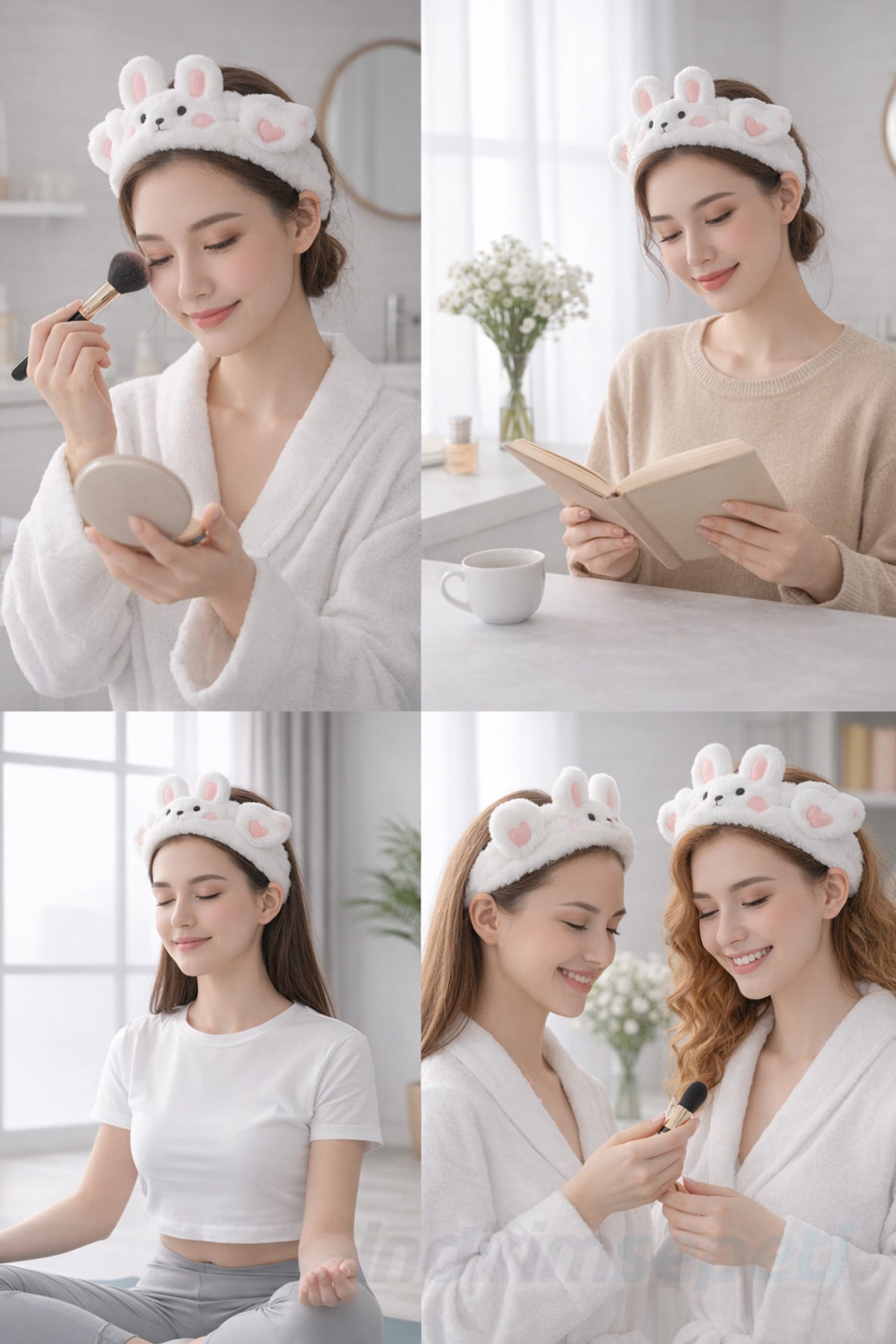 Tavşan Figürlü Peluş Makyaj Saç Bandı – Yumuşak, Esnek ve Cilt Dostu Saç Toplayıcı 1 Adet