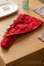 Kırmızı Çapa Desenli Lastikli Bandana | Pamuklu Kumaş Elle Dikilmiş Boncuk Detaylı Saç Bandı - indirimsepeti