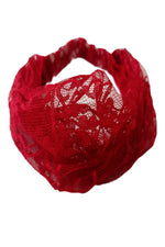 Dantelli Tül Saç Bandı Bandanası Bahar ve Yaz Boho Stili, Lastikli Esnek Plaj ve Seyahat Kırmızı - Indirimsepeti