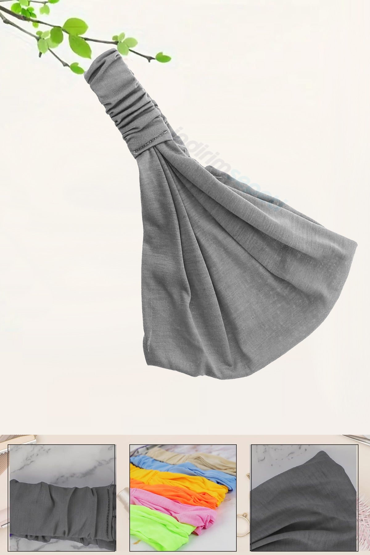 Saç Bandı Bandanası Bahar ve Yaz Boho Stili, Lastikli Esnek Bandı, Plaj ve Seyahat Açık Gri - Indirimsepeti