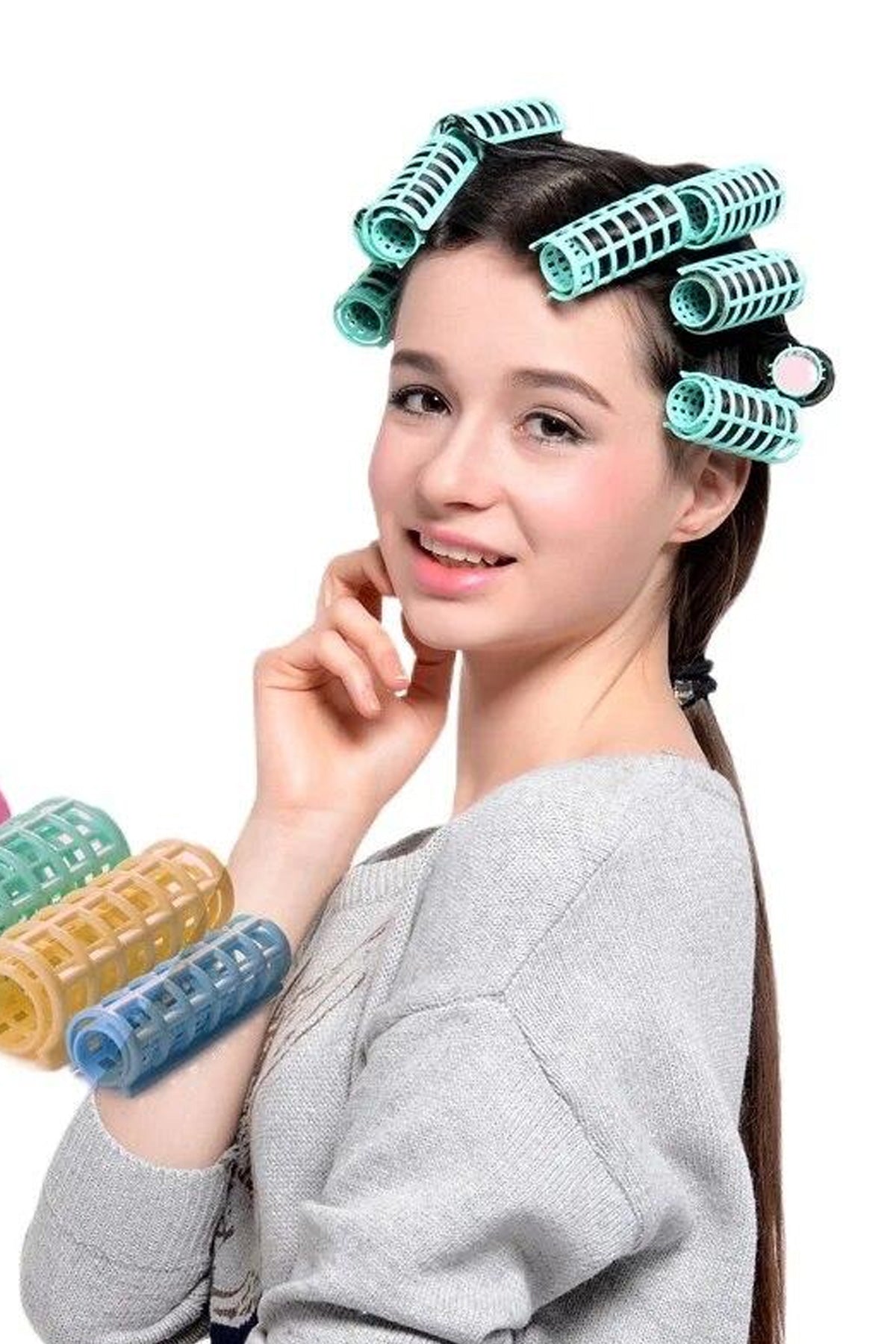 10 lu Saç Bukle Bigudi Kendi Tutuşlu Isı Olmayan Rulo Saç Bukle Saç kıvırma aleti Aparatı - Indirimsepeti