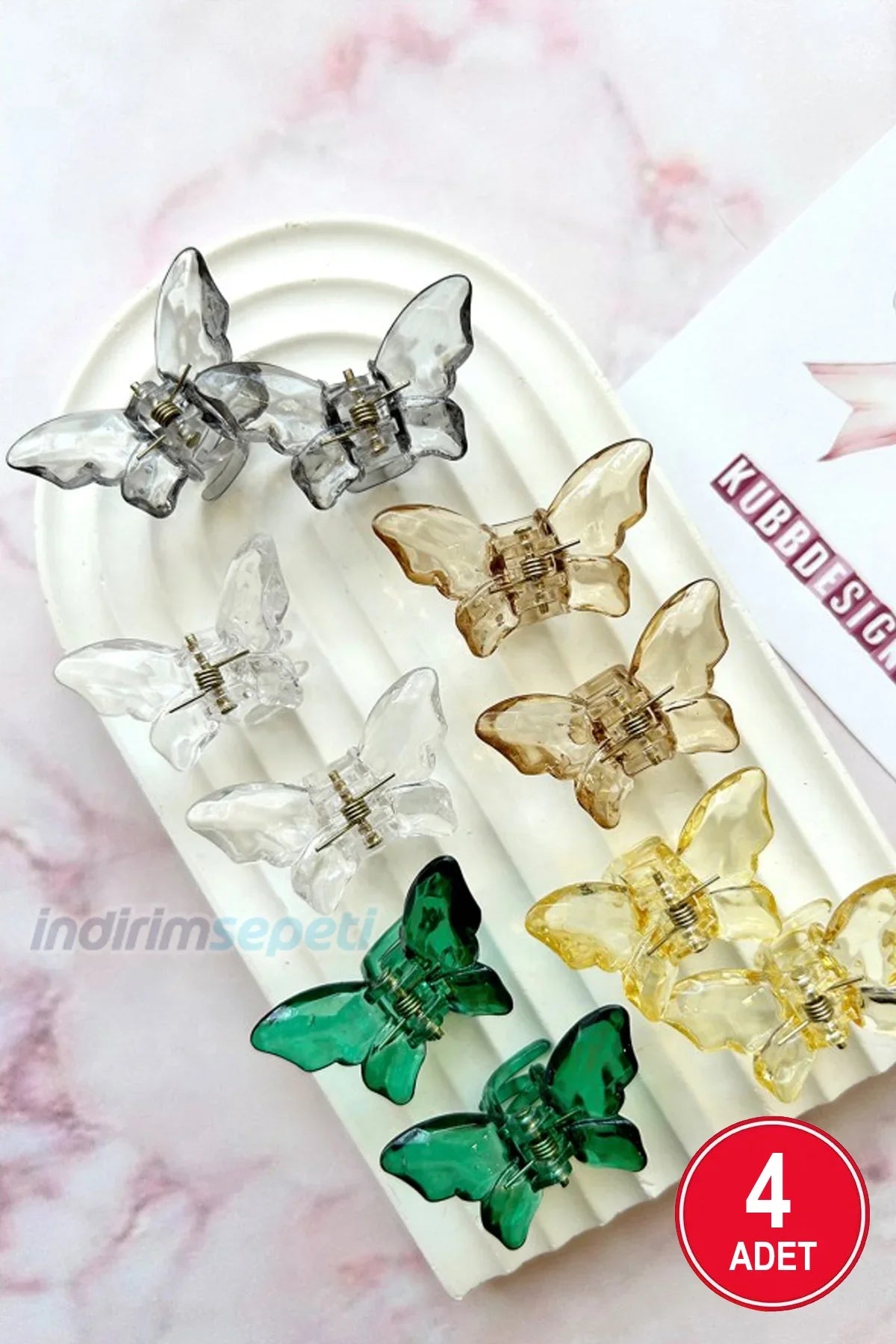 Kadın 4'lü Kelebek Mandal Toka Şeffaf Kelebek Saç Klipsi Saç Aksesuar - Indirimsepeti