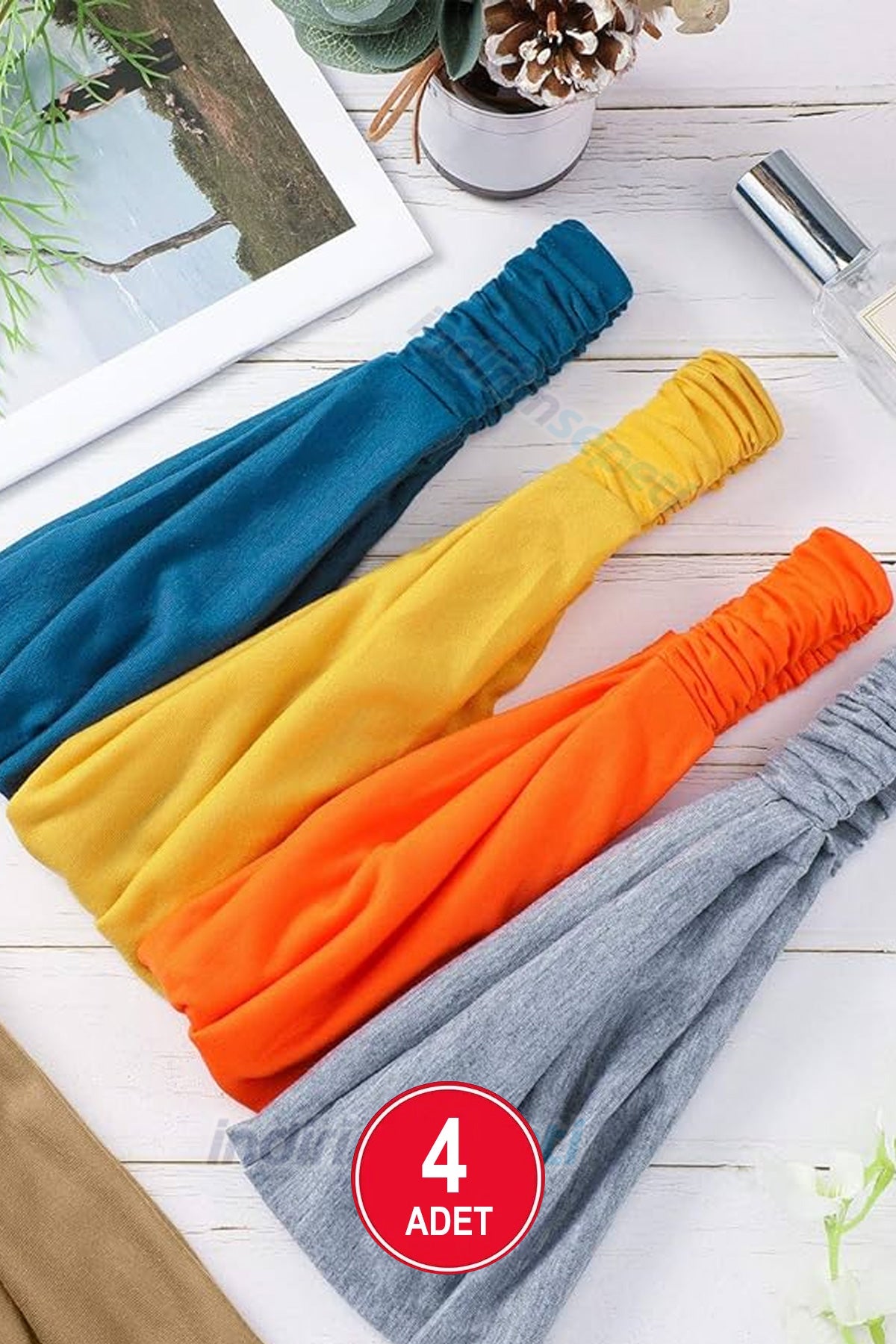 Saç Bandı Bandanası Bahar ve Yaz Boho Stili, Lastikli Esnek Bandı, Plaj ve Seyahat 4 Adet - Indirimsepeti