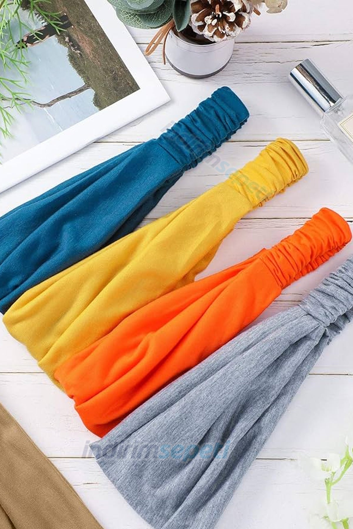 Saç Bandı Bandanası Bahar ve Yaz Boho Stili, Lastikli Esnek Bandı, Plaj ve Seyahat 4 Adet - Indirimsepeti