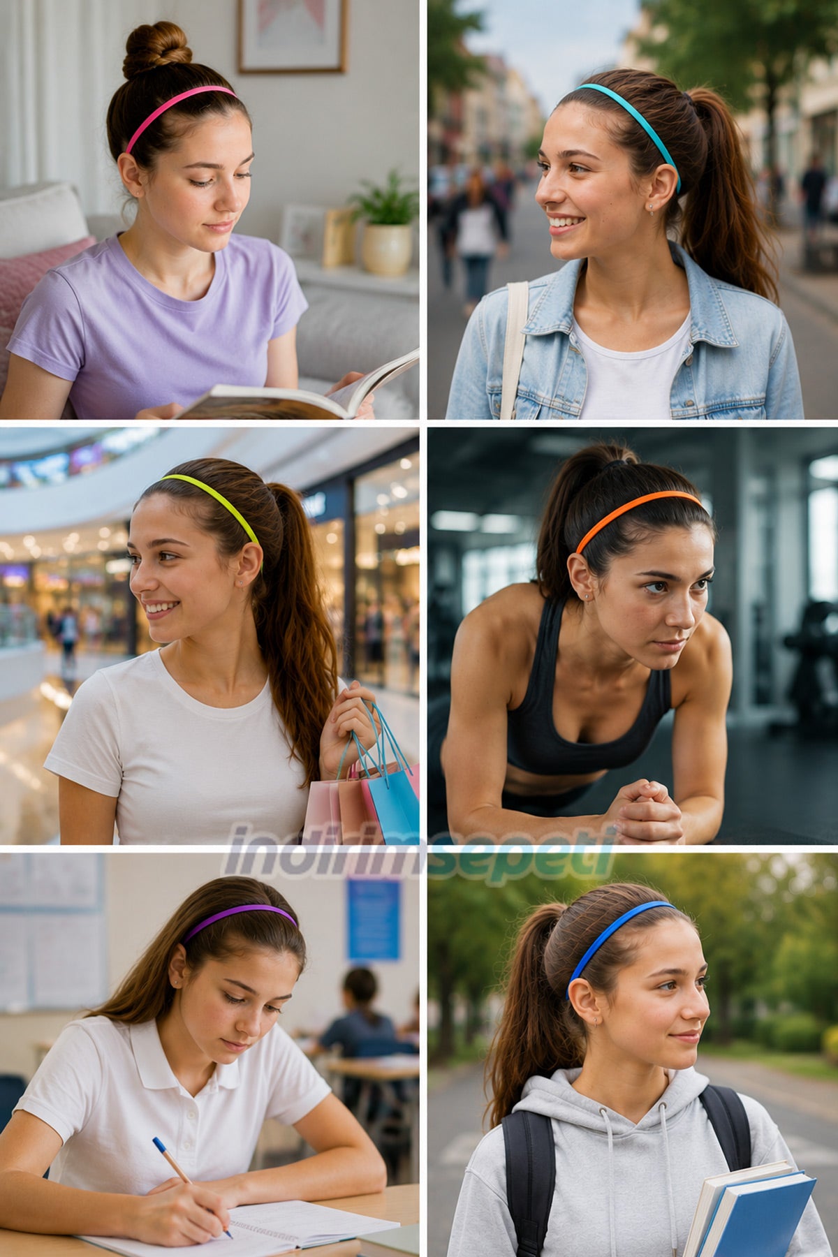 Renkli Sporcu & Günlük Kullanım Saç Bandı 6 Farklı Renk – Kaymaz Esnek Unisex Saç Bandı