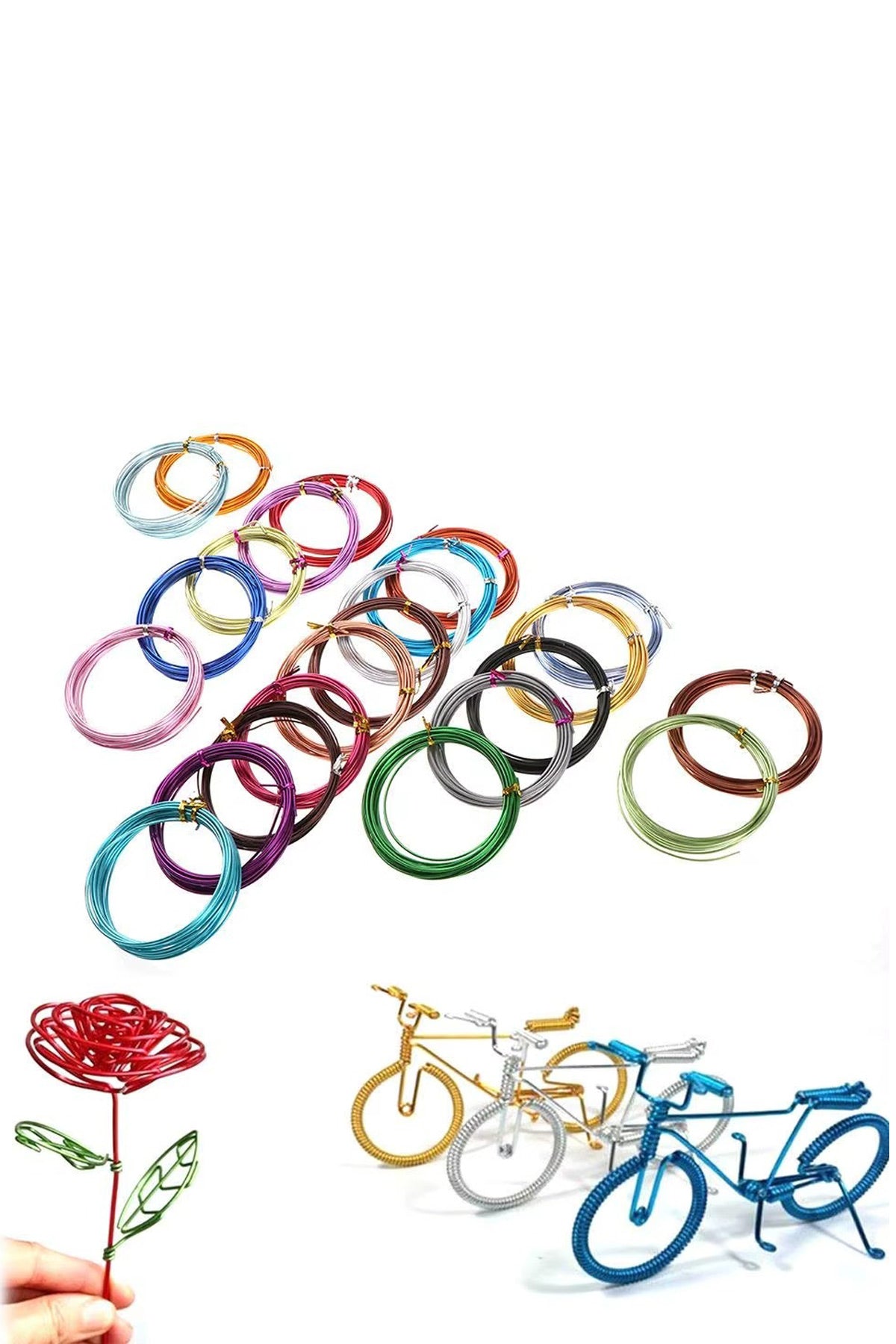 Renkli Alüminyum El Sanatları Teli 5 Metre 1 Adet | 1 mm Esnek Kaplama Metal Tel – Takı, Çiçek, Hobi ve Dekor Projeleri için