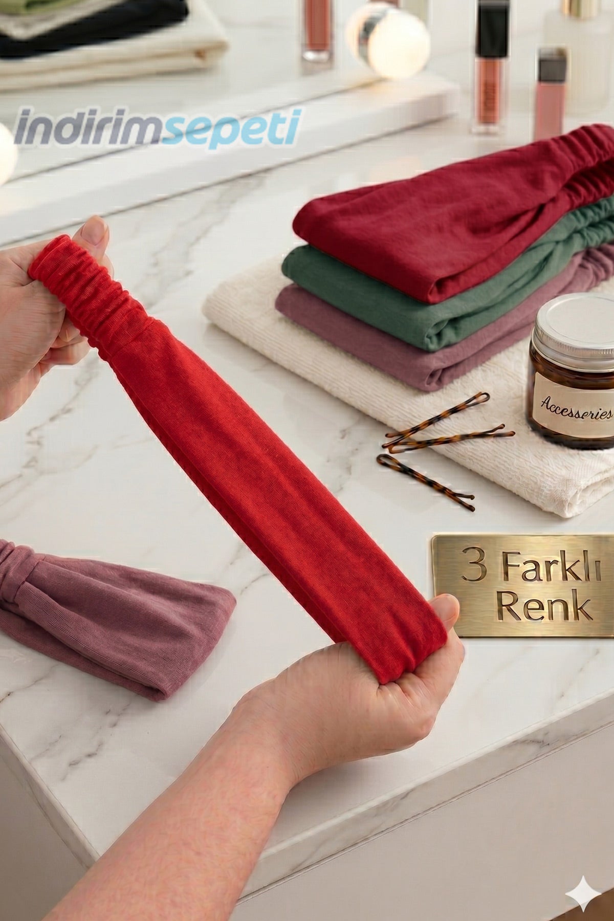 Lastikli Bandana 3’lü Set Pamuklu Esnek Saç Bandı – Model 13 Makyaj ve Cilt Bakım Bandana Kırmızı,Gül Kurusu,Çağla Yeşil - indirimsepeti