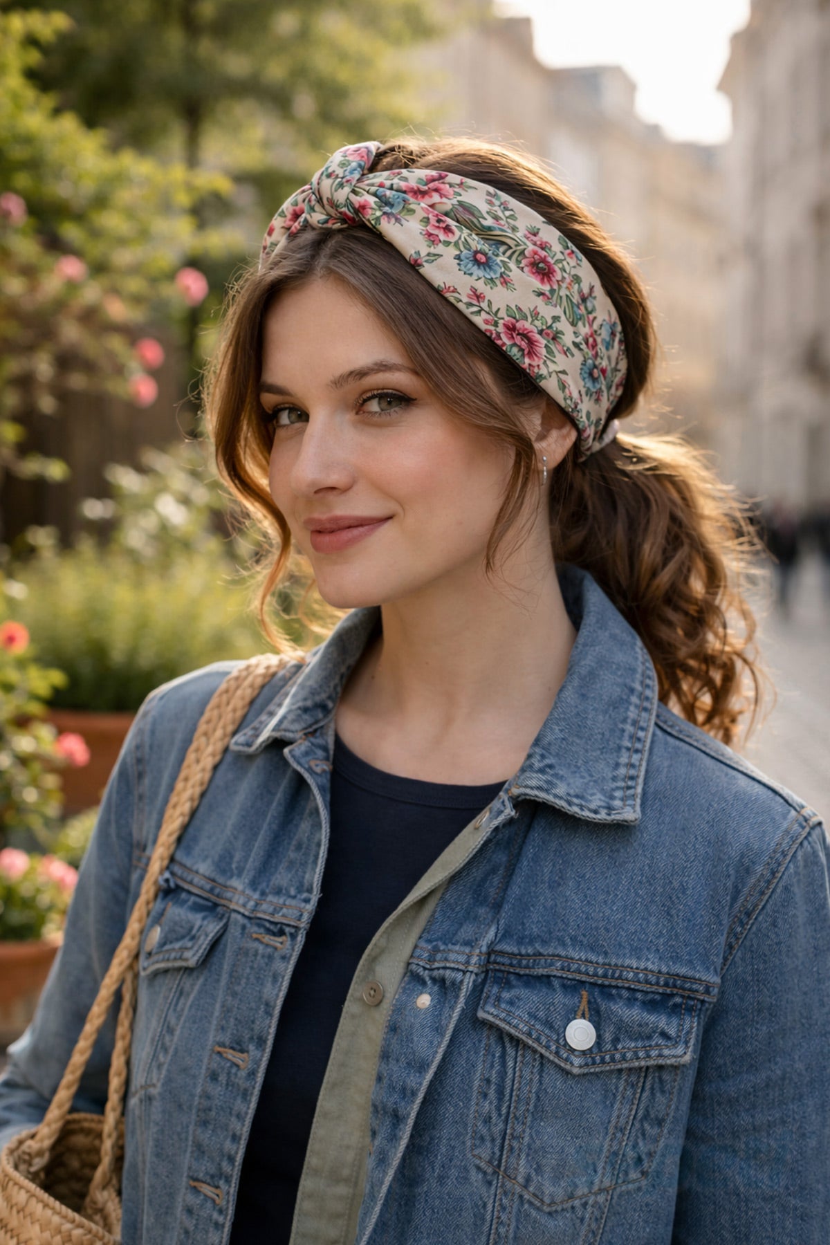 Çiçek Desenli Renkli Pamuklu Bandana Fular – Saç, Boyun ve Çanta Aksesuarı 55×55 cm