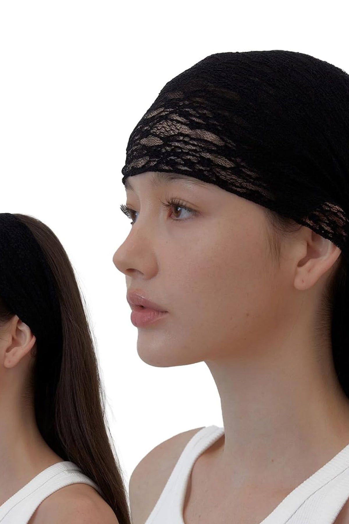 Dantelli Tül Saç Bandı Bandanası Bahar ve Yaz Boho Stili, Lastikli Esnek Plaj ve Seyahat Siyah - Indirimsepeti