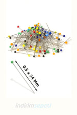 Toplu iğne Cam Başlı Toplu iğne Renkli Toplu iğne Eşarp iğne Şal iğne Takı iğnesi 200 Adet