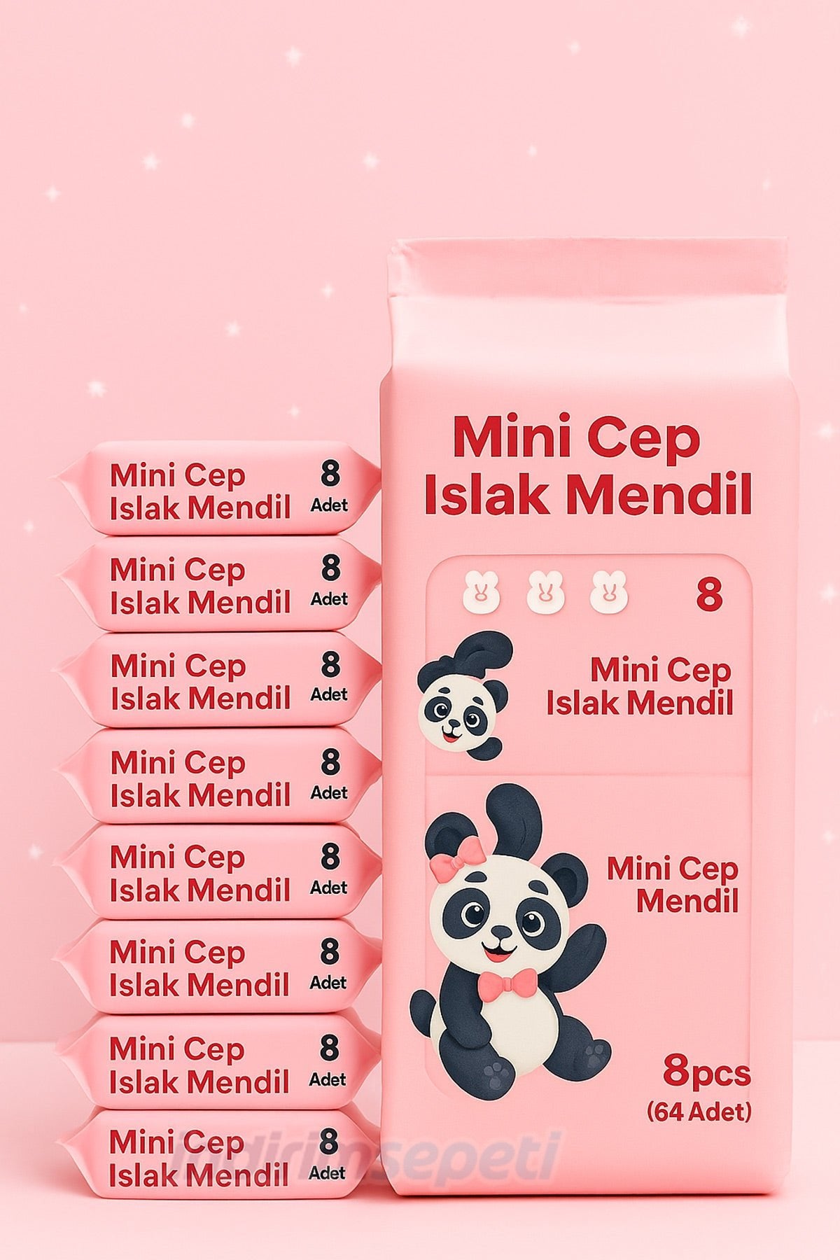 Mini Cep Islak Mendil 8’li Paket | Kokusuz, Panda Tasarım, Hijyenik Taşınabilir Mendil - indirimsepeti