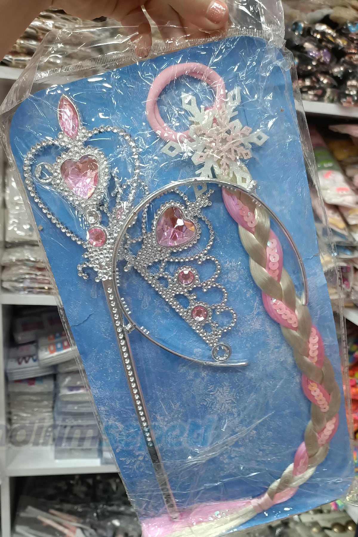 Çocuk Karlar Ülkesi Frozen Elsa Anna Elsa Saç Asa ve Taç 3 Lü Set - indirimsepeti