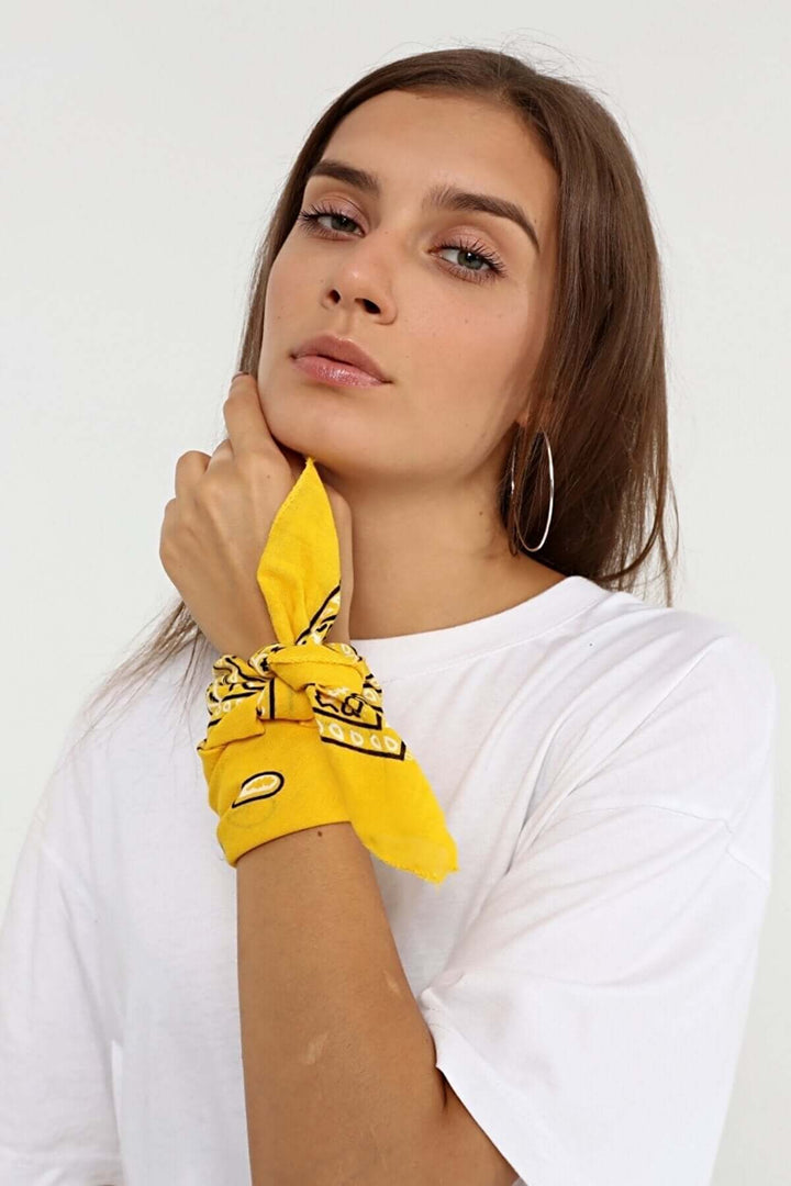 Bandana Etnik Desenli Bisiklet & Motosiklet Etkinlik Gezi Eğlence Pamuklu Sarı - Indirimsepeti