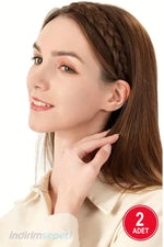 Örgülü Lastikli Saç Bandı Saç Aksesuar Hairband Kahverengi 2 Adet - Indirimsepeti