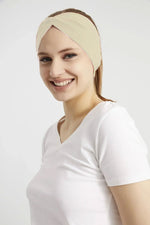 Çapraz Makyaj Yıkama Deniz Sahil Gezi Saç Bandı Ter Saç Bant Penye Krem - Indirimsepeti