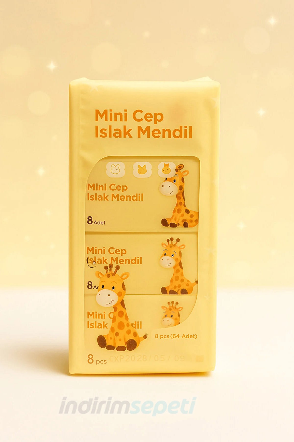 Mini Cep Islak Mendil 3’lü Set | Zürafa, Fil, Panda Maskotlu | Taşınabilir Hijyen, Çocuk ve Çanta için - indirimsepeti