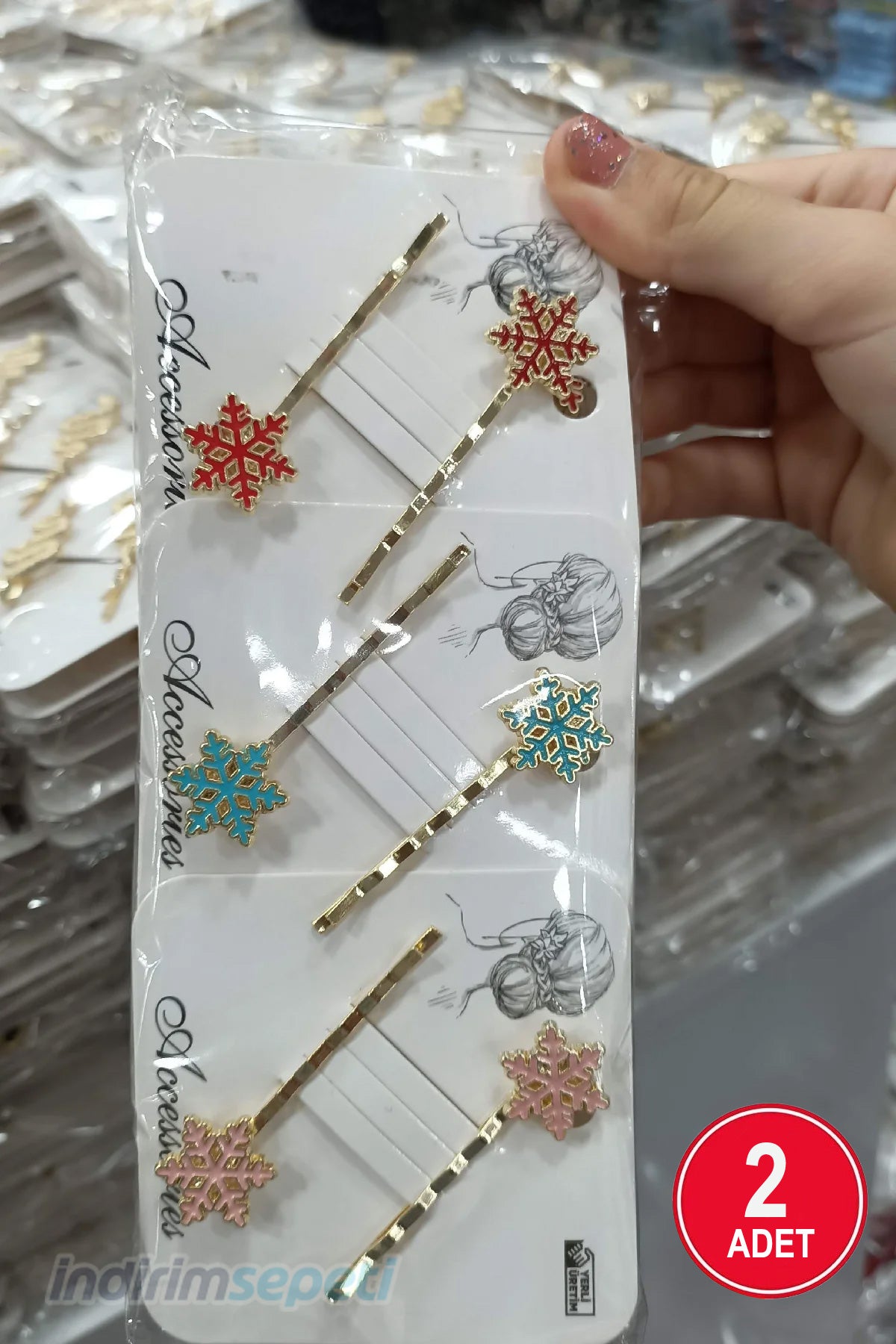 Kar Tanesi Tel Toka 2 Adet 1 Kart Saç Aksesuar - Indirimsepeti