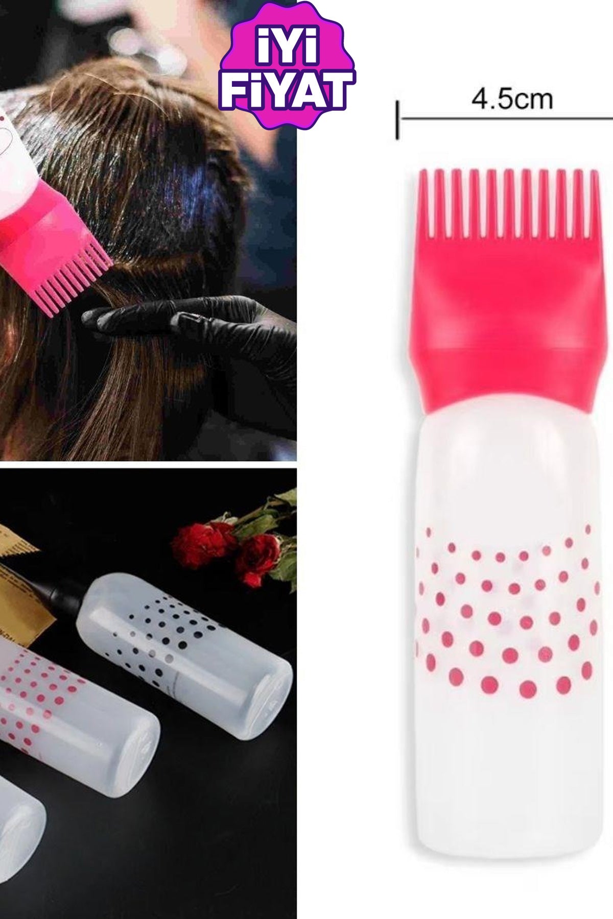 Pratik Saç Bakım Yağı Uygulama Taraklı Saç Diplerine Uygulama Aparatı Saç Boyama Şişesi 1 Adet - Indirimsepeti