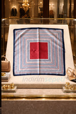 Lacivert Kırmızı Çizgili Modern Geometrik Saten Fular & Bandana 50x50 cm Marin Stil Geometrik Çizgili - indirimsepeti