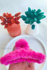 Kadın Pelüş XL Mandal Toka Tüylü Karışık Renk - Indirimsepeti