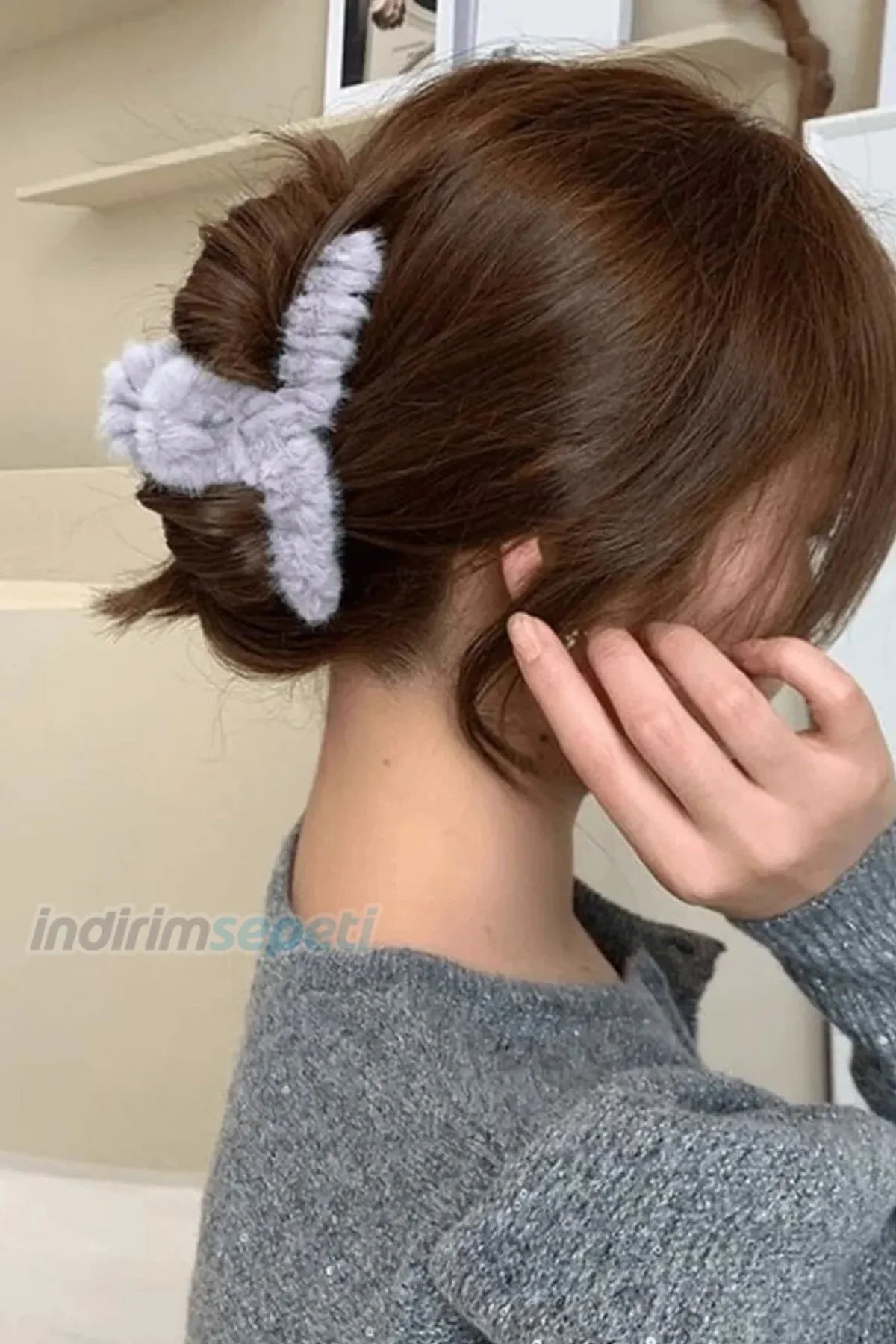 Kadın Pelüş XL Mandal Toka Tüylü Karışık Renk - Indirimsepeti