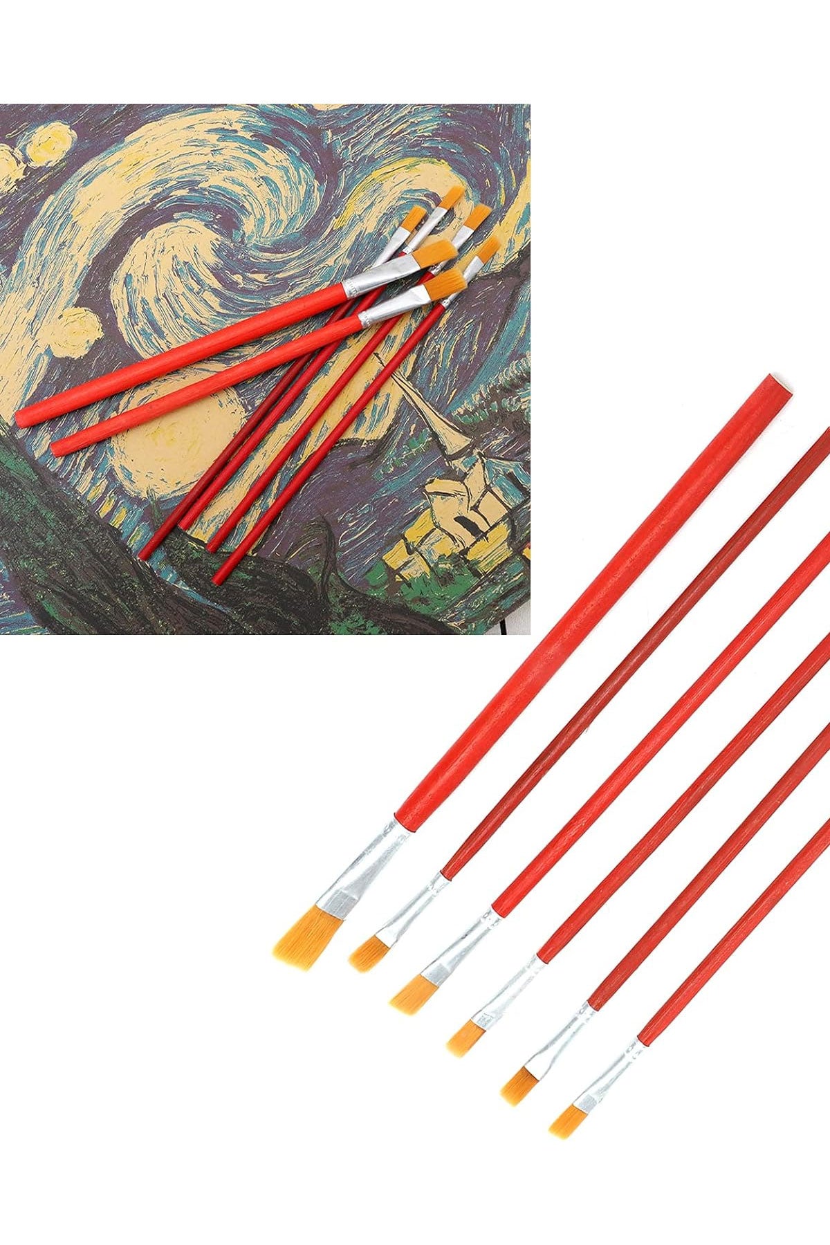 10 Adet Akrilik Boya Fırçası Yağlı Boya Fırcası Guaj Boya Fırçası Ahşap Saplı 20 cm - Indirimsepeti