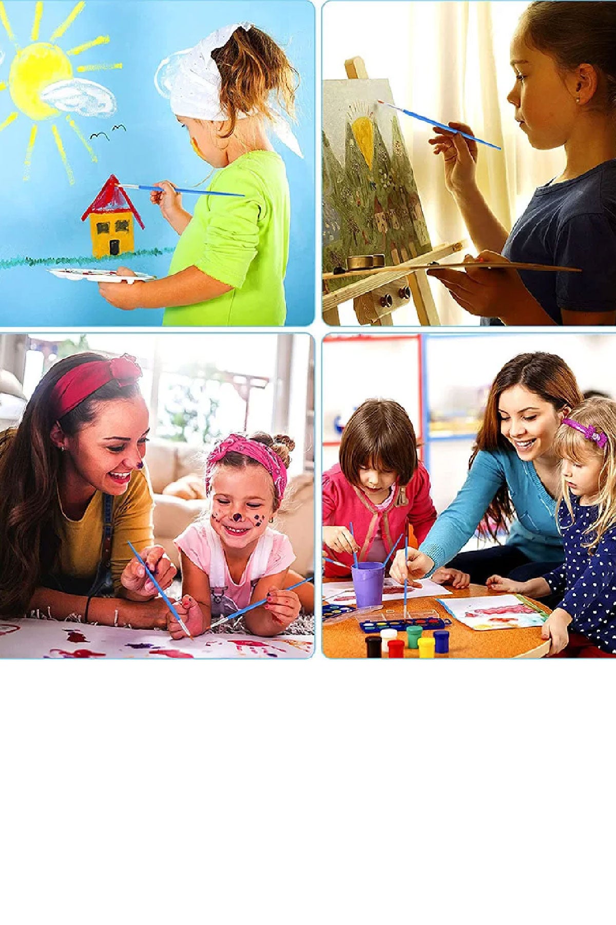 10 Adet Akrilik Boya Fırçası Yağlı Boya Fırcası Guaj Boya Fırçası Ahşap Saplı 20 cm - Indirimsepeti