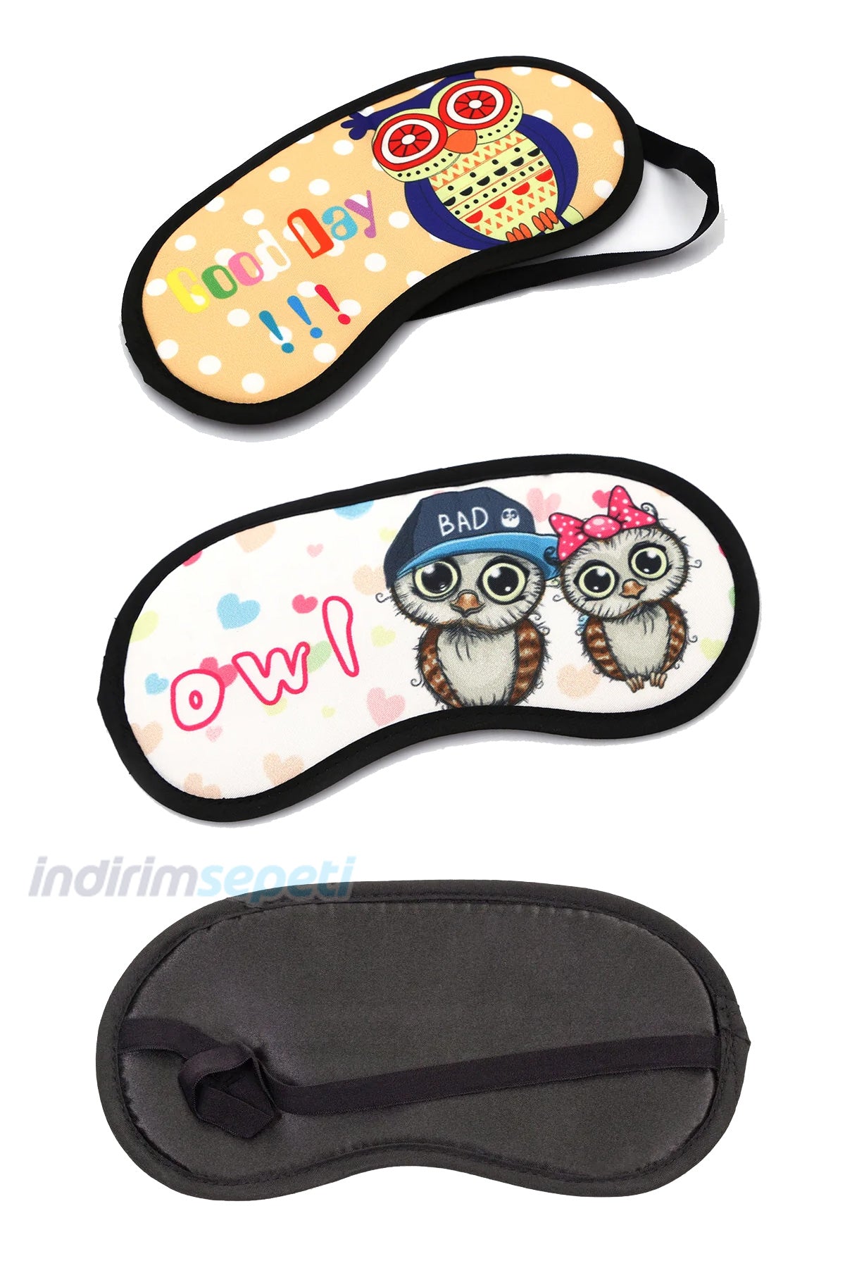 Göz Bandı Uyku Gözlüğü Sleeping Strip Yıkanabilir Uyku Maskesi Baykuş Karışık 1 Adet - Indirimsepeti