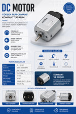 DC Motor 3V-12V Mini Elektrik Motoru | Oyuncak, Robotik ve DIY Proje Motoru
