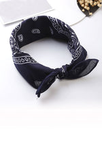 Etnik Desenli Bandana Fular %100 Pamuklu Saç Aksesuar Lacivert - indirimsepeti