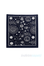 Koyu Lacivert Galaksi Desenli Pamuklu Bandana Unisex Şık ve Nefes Alabilen Saç & Boyun Aksesuarı - indirimsepeti