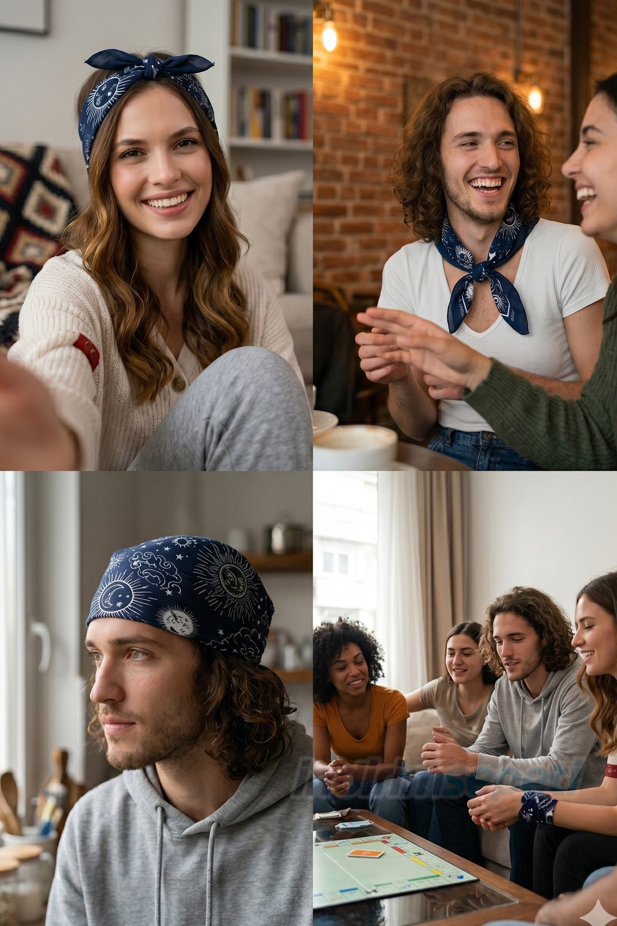 Koyu Lacivert Galaksi Desenli Pamuklu Bandana Unisex Şık ve Nefes Alabilen Saç & Boyun Aksesuarı - indirimsepeti
