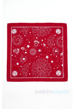 Kırmızı Galaksi Desenli Pamuklu Bandana 51x51 cm – Unisex Şık Saç & Boyun Aksesuarı - indirimsepeti