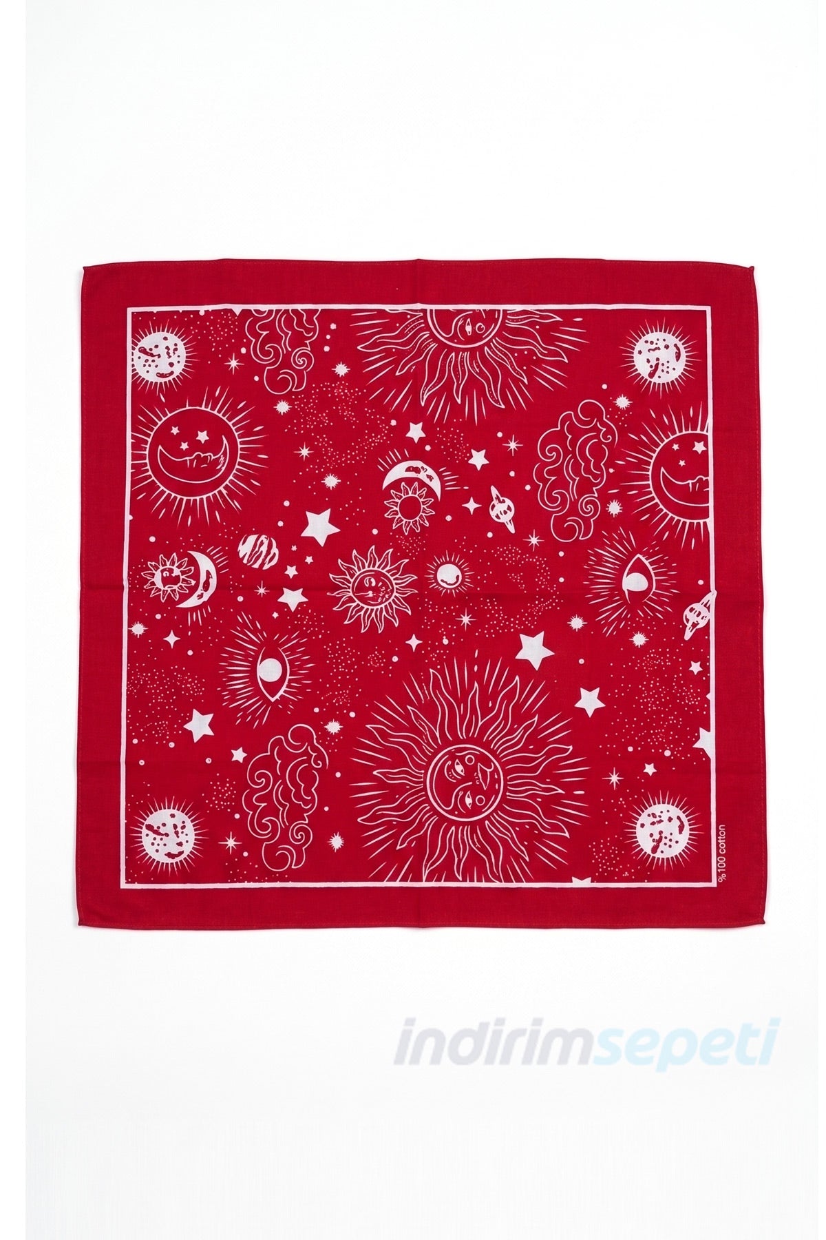 Kırmızı Galaksi Desenli Pamuklu Bandana 51x51 cm – Unisex Şık Saç & Boyun Aksesuarı - indirimsepeti