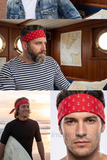 Kırmızı Çapa Desenli Pamuklu Bandana 50x56 cm – Denizci Tarzı Unisex Saç & Boyun Aksesuarı - indirimsepeti