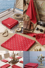 Kırmızı Çapa Desenli Pamuklu Bandana 50x56 cm – Denizci Tarzı Unisex Saç & Boyun Aksesuarı - indirimsepeti