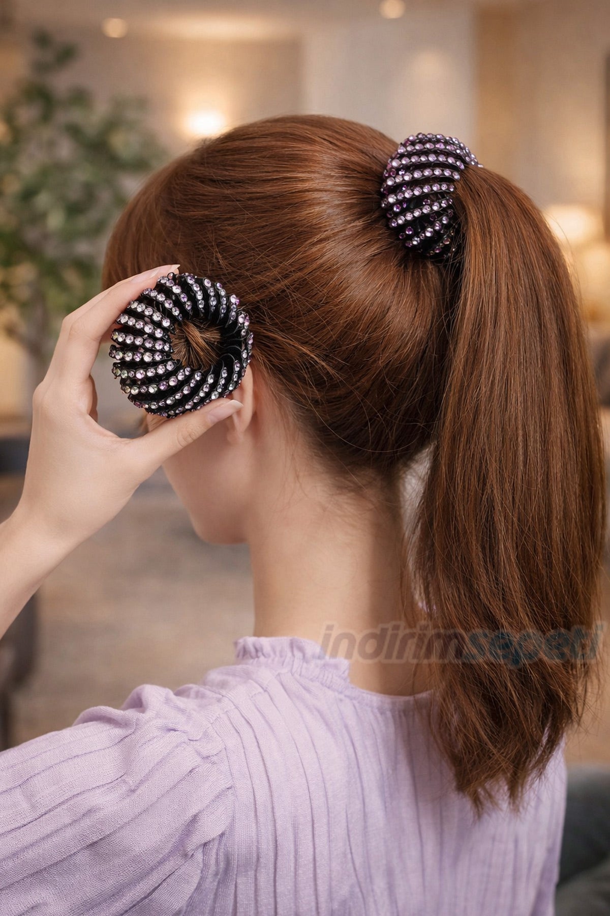 Saç Topuzu Aparatı Renkli Taşlı Saç Tokası Yarım Topuz Yapma Tokası Klipsi Taraklı Saç Toplama Tokası 1 Adet Karışık