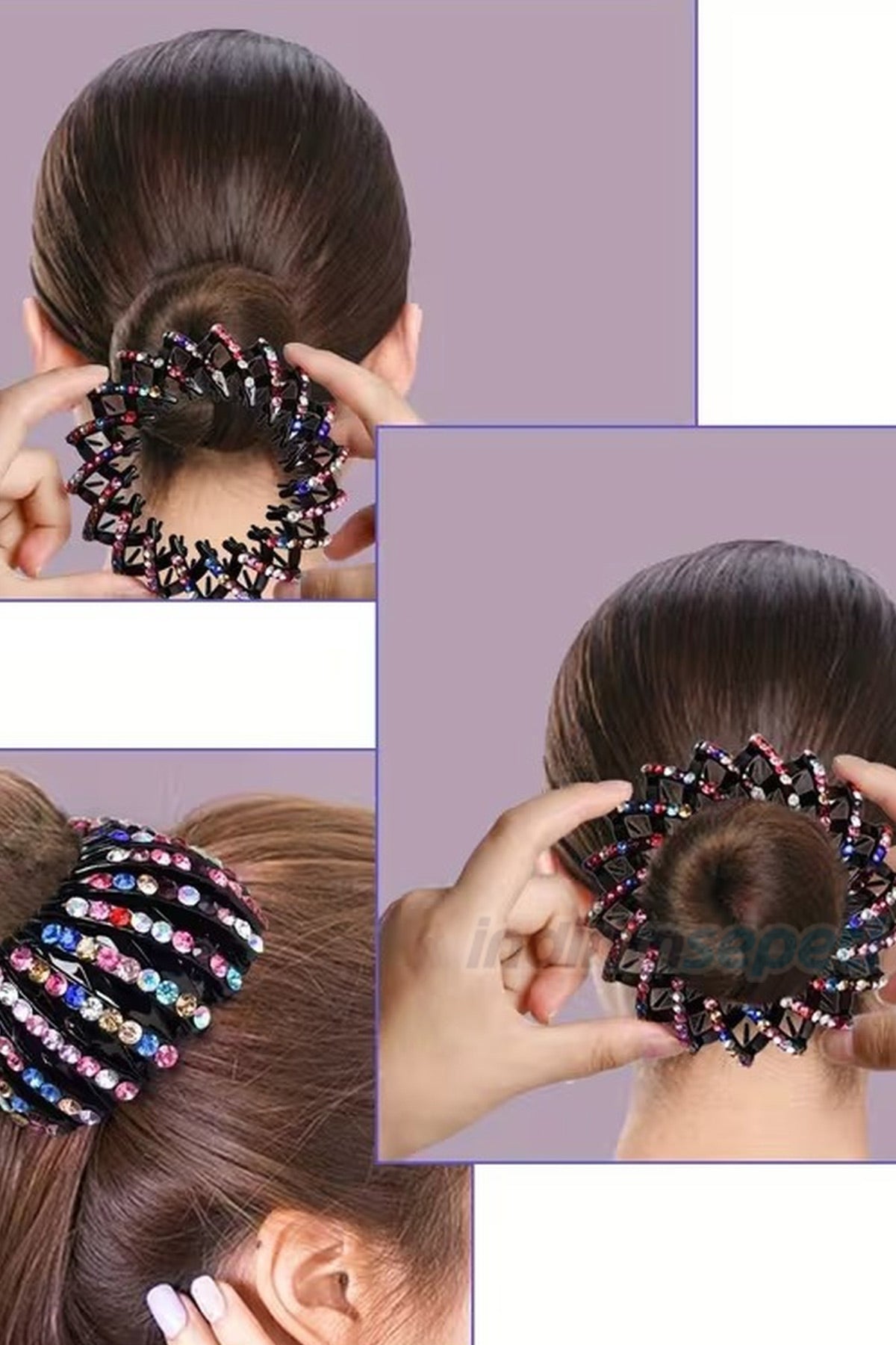 Saç Topuzu Aparatı Renkli Taşlı Saç Tokası Yarım Topuz Yapma Tokası Klipsi Taraklı Saç Toplama Tokası 1 Adet Karışık