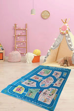 Araba Yollu  Ev Okul Petshop Eğitici Oyun Eğlence Halısı Eva Kumaş Kaymaz Taban Çocuk Odası Halısı 115x135 cm - Indirimsepeti