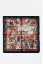 Toprak Tonlu Abstract Baskılı Modal Pamuklu Fular 50x50 cm – Boyun, Saç & Çanta Aksesuarı | Modern Sanatsal Desen