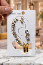 Çoklu Küpe Seti – Zirkon Taşlı Minimal ve Şık Kadın Küpeleri Gold Renk 14 Parça - indirimsepeti