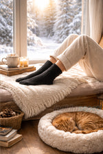 Kadın Örgülü Soket Dikişsiz Yünlü Çorap Kışlık Uyku Gündelik Çorabı 36 - 40