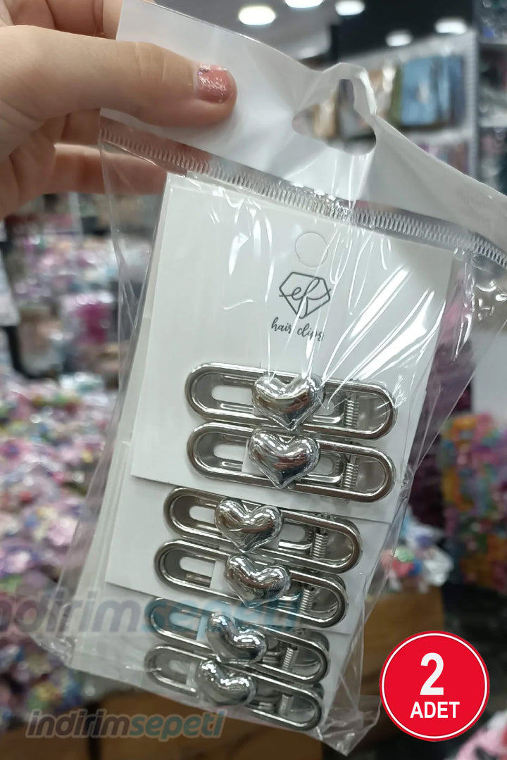 Toka Oval Kalpli Y2K Toka Seti Hair Clips Sevimli Saç Aksesuarı Paslanmaz Çelik - Indirimsepeti